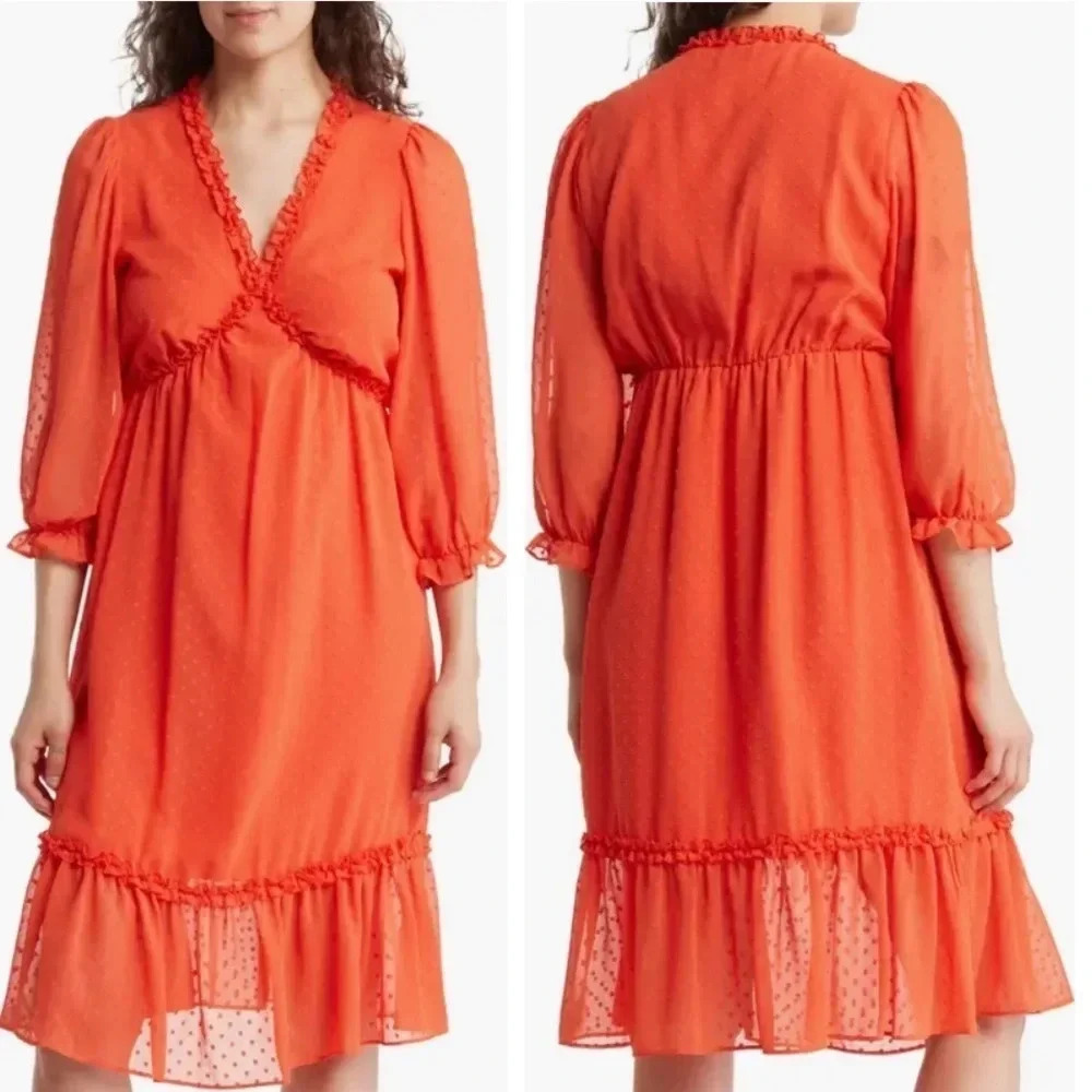NWT NANETTE LEPORE Madeline Clip Jaquard Long Sleeve Dress